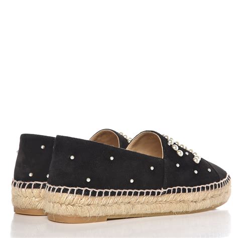 chanel pearl shoes black|chanel espadrilles shoes for women.